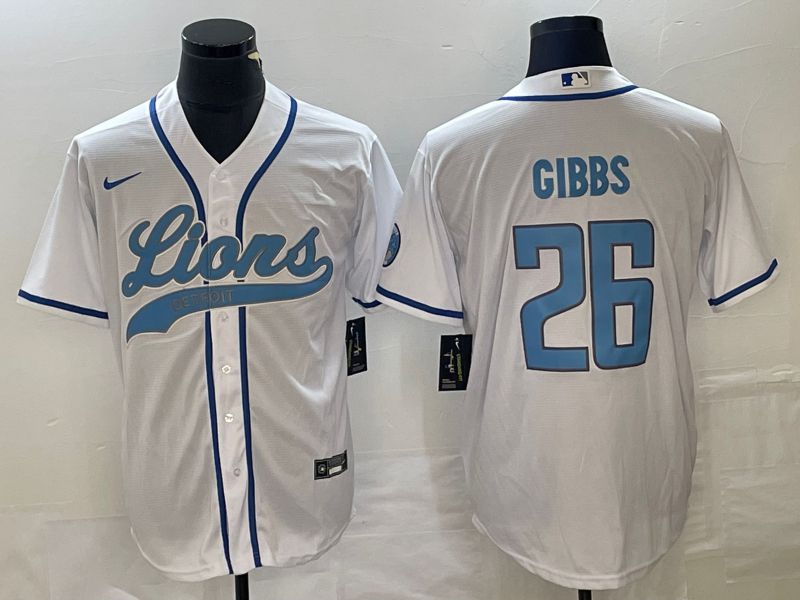 Men Detroit Lions 26 Gibbs White Co Branding Nike Game NFL Jersey style 1